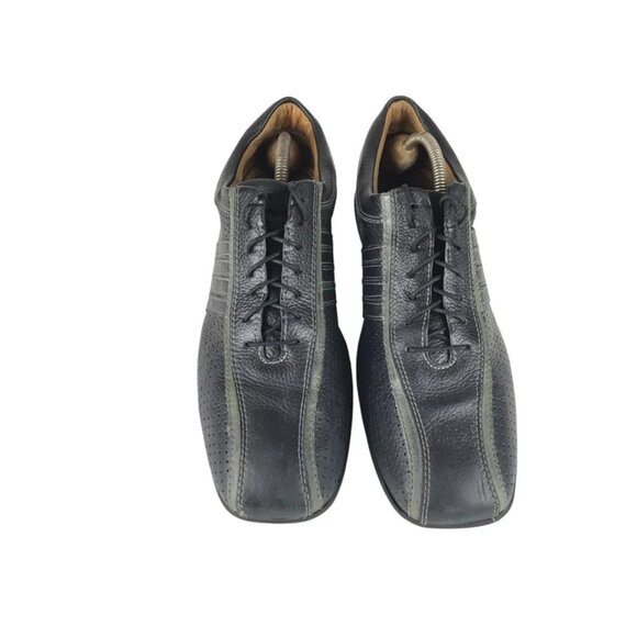 Push Footwear Mens‎ Black Leather Lace Up Low Top Sneaker Shoes Size US 10.5D - Picture 4 of 9